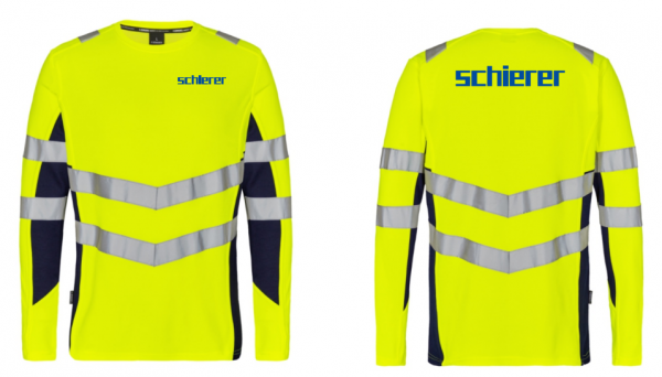 Warnschutz T-Shirt langarm gelb-blau inkl. Druck BR+RÜ - Gr. XS