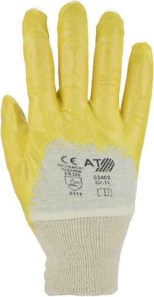 Nitril Handschuh gelb mit Strickbund