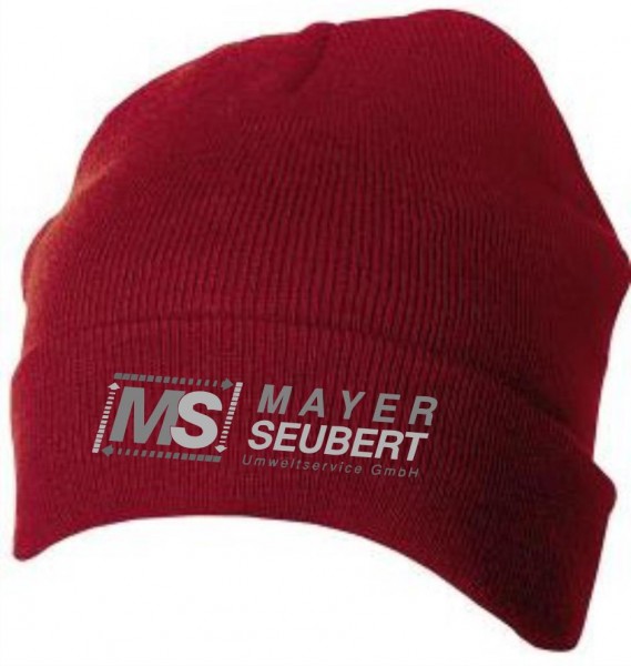 Veredelung Mütze burgundy, Stick vorne mittig, "MS Mayer Seubert"