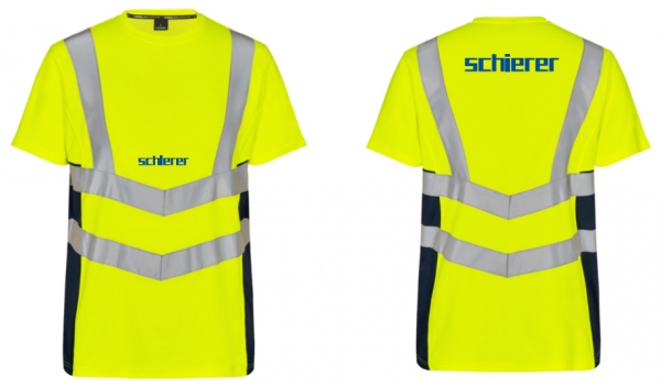 Warnschutz T-Shirt gelb-blau inkl. Druck BR+RÜ - Gr. L
